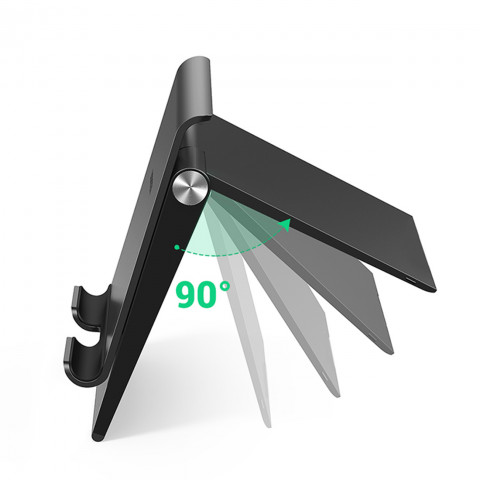 
Sulankstomas telefono ir planšetinio kompiuterio laikiklis su reguliuojamu aukščiu, juodas
