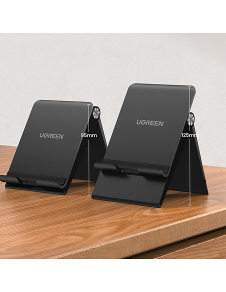 
Sulankstomas telefono ir planšetinio kompiuterio laikiklis su reguliuojamu aukščiu, juodas
