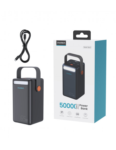 
Mini nešiojamas įkroviklis 50000mAh USB-A USB-C microUSB 65W juodas
