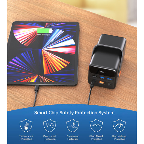 
Mini nešiojamas įkroviklis 50000mAh USB-A USB-C microUSB 65W juodas
