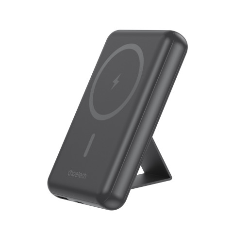 
Belaidis nešiojamasis akumuliatorius 10000mAh, „MagSafe“ USB-A ir USB-C, su stovo funkcija, juodas
