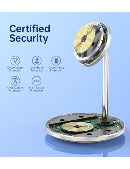 
2in1 belaidis įkroviklis ir „MagSafe Qi“ stovas + USB-C laidas, baltas
