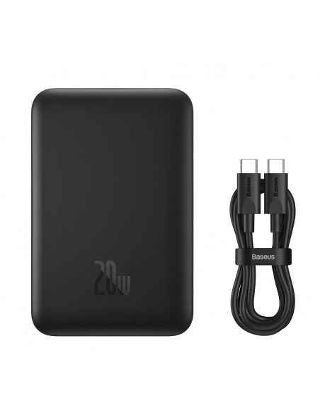 
Mini nešiojamas įkroviklis 10000mAh su indukciniu įkrovimu, „MagSafe 15W PD QC 20W“, juodas
