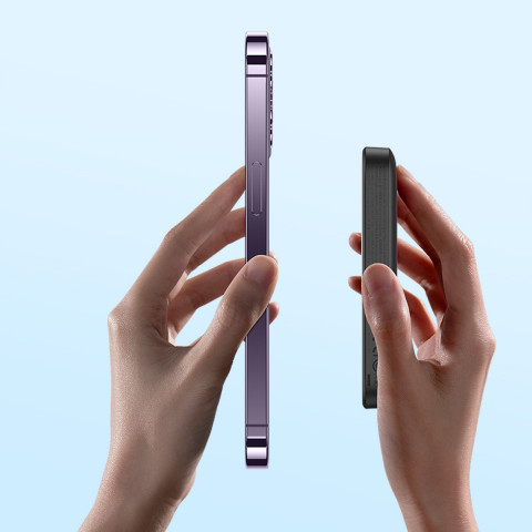 
Mini nešiojamas įkroviklis 10000mAh su indukciniu įkrovimu, „MagSafe 15W PD QC 20W“, juodas
