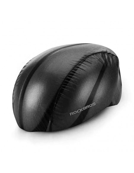 
Juodas dviračio šalmo uždangalas nuo lietaus
