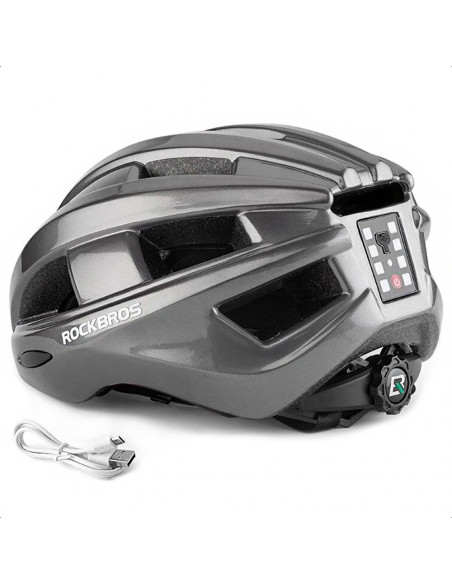 
MTB dviračio šalmas su įmontuotais USB šviesos diodais, raudonai šviesiai pilkas
