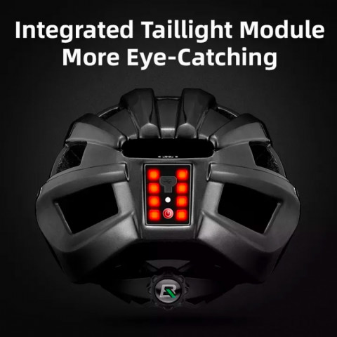 
MTB dviračio šalmas su įmontuotais USB LED žibintais, raudonas, juodas
