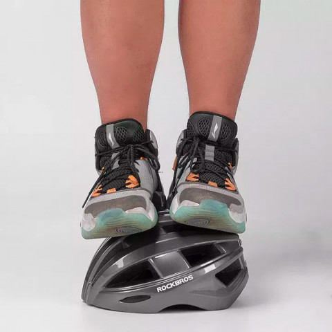 
MTB dviračio šalmas su įmontuotais USB LED žibintais, raudonas, juodas
