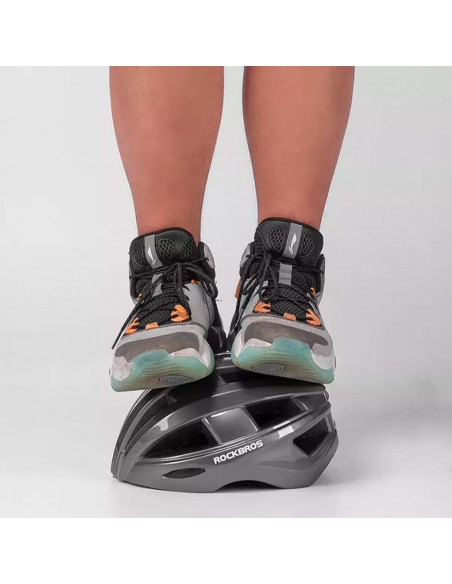 
MTB dviračio šalmas su įmontuotais USB LED žibintais, raudonas, juodas
