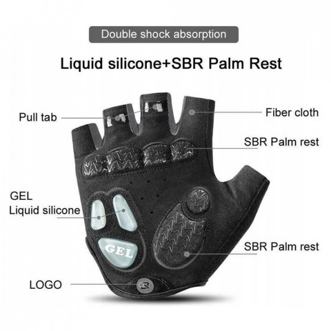 
Dviratininko pirštinės su gelio įdėklais, S dydžio, pilkos
