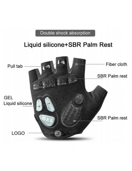 
Dviratininko pirštinės su gelio įdėklais, S dydžio, pilkos
