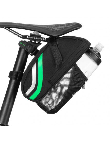 
Dviračio įrankių krepšys po sėdyne su kišene buteliui, juodas

