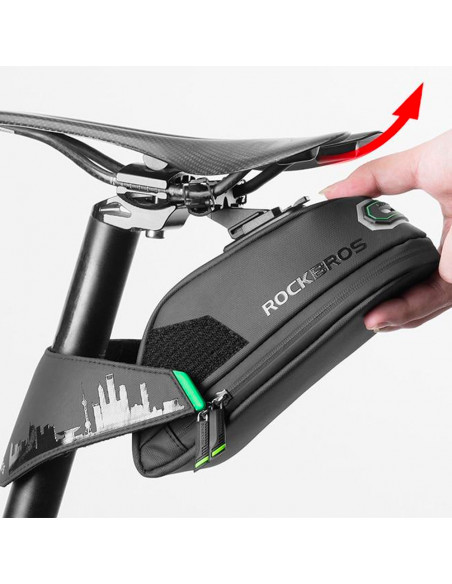 
Dviračio krepšys telefonui ir įrankiams po balneliu su greito atsegimo funkcija, juodas
