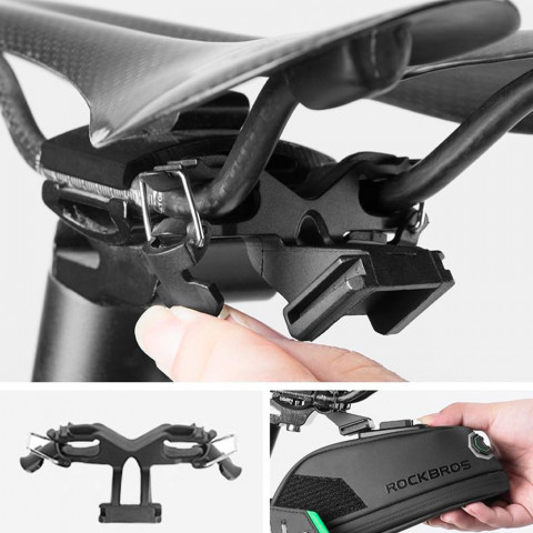 
Dviračio krepšys telefonui ir įrankiams po balneliu su greito atsegimo funkcija, juodas
