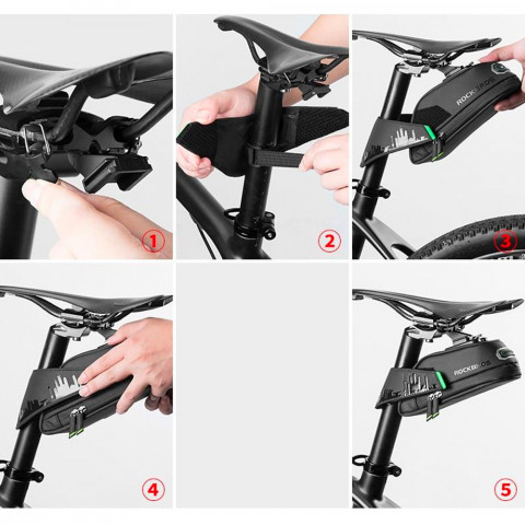 
Dviračio krepšys telefonui ir įrankiams po balneliu su greito atsegimo funkcija, juodas
