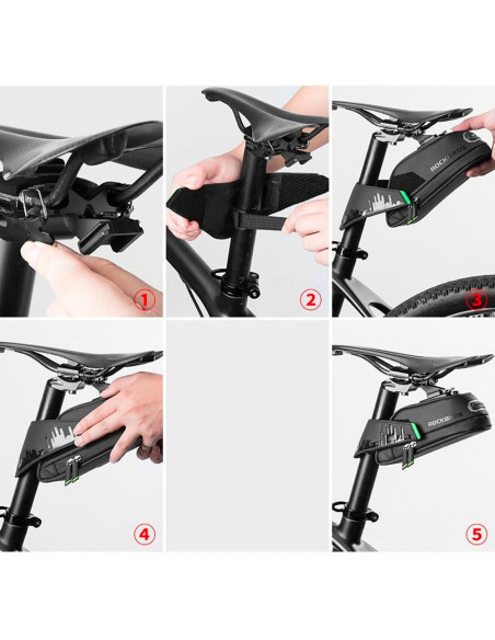 
Dviračio krepšys telefonui ir įrankiams po balneliu su greito atsegimo funkcija, juodas
