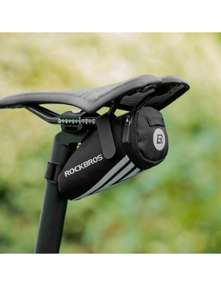 
Mažas 0,2 l dviračio krepšys smulkiems daiktams ir įrankiams po balneliu, juodas
