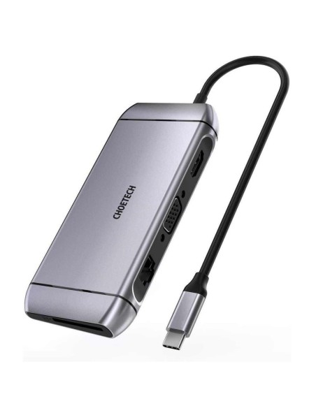 Daugiafunkcis USB HUB SD ir TF kortelių skaitytuvas HDMI 4K VGA Full HD RJ45 9in1 pilka Daugiafunkcis USB HUB SD ir TF kortelių skaitytuvas HDMI 4K VGA Full HD RJ45 9in1 pilka