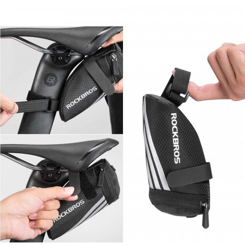 
Mažas 0,2 l dviračio krepšys smulkiems daiktams ir įrankiams po balneliu, juodas
