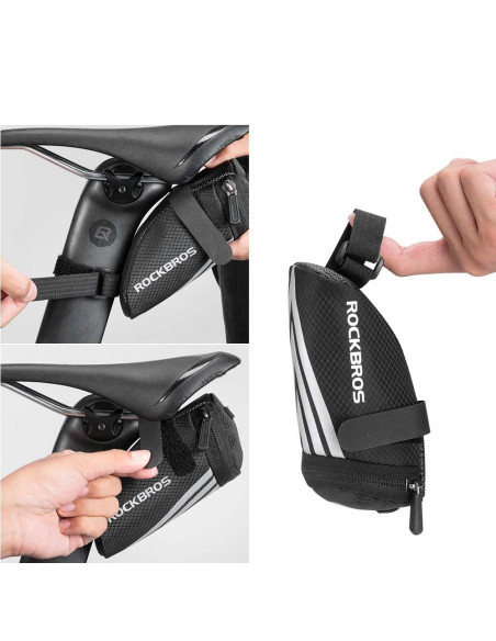 
Mažas 0,2 l dviračio krepšys smulkiems daiktams ir įrankiams po balneliu, juodas
