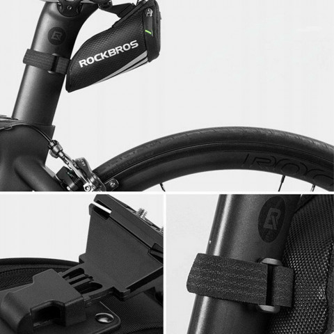 
Mažas 0,2 l dviračio krepšys smulkiems daiktams ir įrankiams po balneliu, juodas
