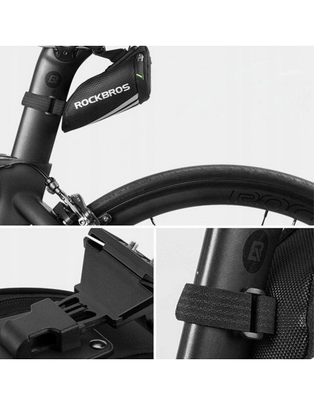 
Mažas 0,2 l dviračio krepšys smulkiems daiktams ir įrankiams po balneliu, juodas
