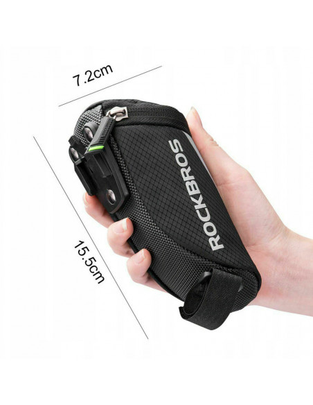 
Mažas 0,2 l dviračio krepšys smulkiems daiktams ir įrankiams po balneliu, juodas
