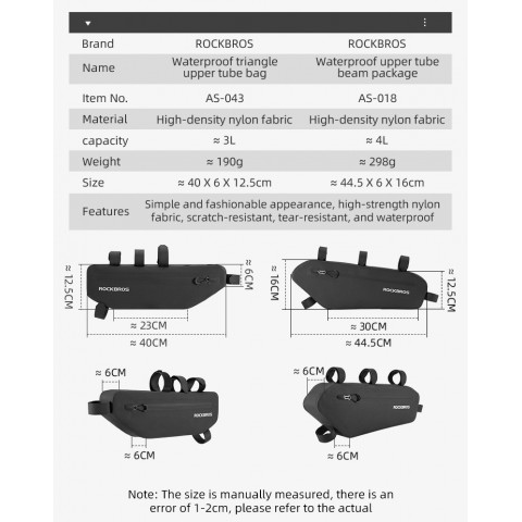 
Vandeniui atsparus dviračio krepšys su lipdukais, 3 l, juodas
