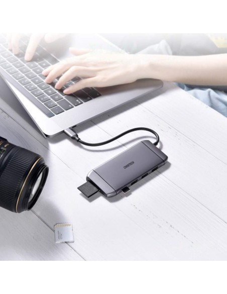 Daugiafunkcis USB HUB SD ir TF kortelių skaitytuvas HDMI 4K VGA Full HD RJ45 9in1 pilka Daugiafunkcis USB HUB SD ir TF kortelių skaitytuvas HDMI 4K VGA Full HD RJ45 9in1 pilka