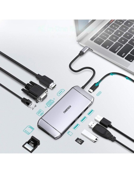 Daugiafunkcis USB HUB SD ir TF kortelių skaitytuvas HDMI 4K VGA Full HD RJ45 9in1 pilka Daugiafunkcis USB HUB SD ir TF kortelių skaitytuvas HDMI 4K VGA Full HD RJ45 9in1 pilka
