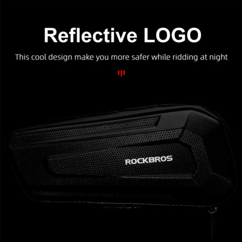 
Kietas, vandeniui atsparus, ant rėmo tvirtinamas dviračio krepšys 1,5 l, juodas
