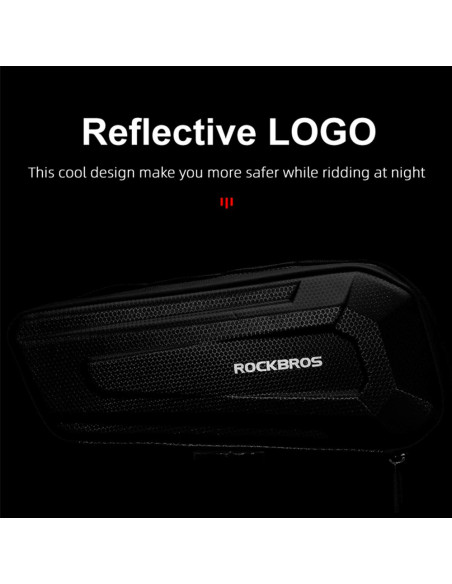 
Kietas, vandeniui atsparus, ant rėmo tvirtinamas dviračio krepšys 1,5 l, juodas
