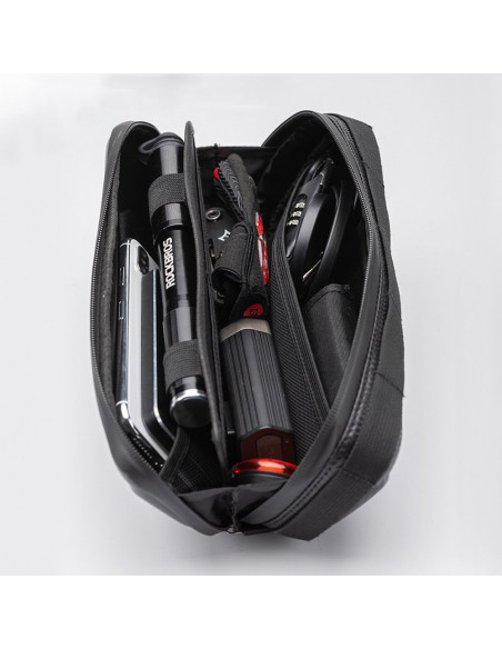 
Kietas, vandeniui atsparus, ant rėmo tvirtinamas dviračio krepšys 1,5 l, juodas
