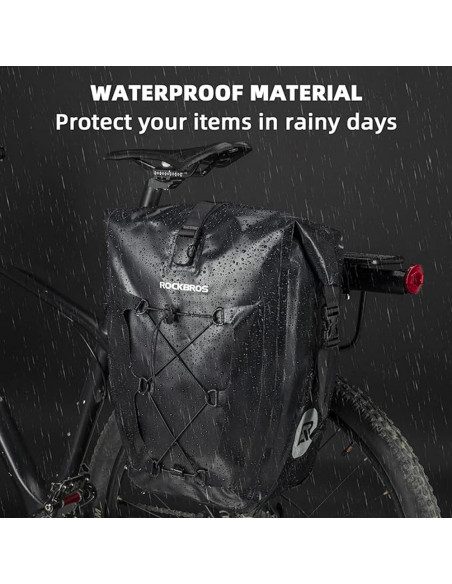 
Vandeniui atsparus dviračio bagažinės krepšys, reguliuojamo dydžio, 25–32 l, juodas
