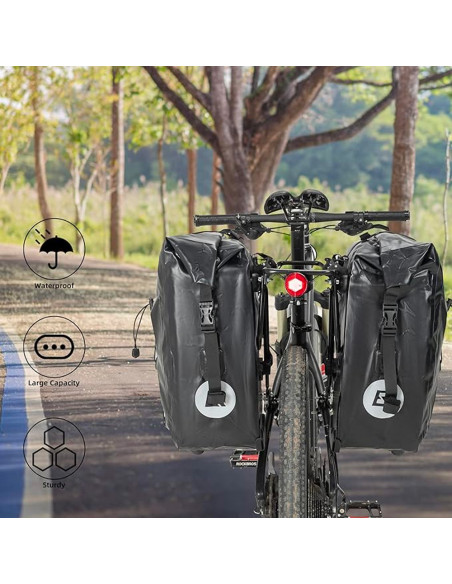 
Vandeniui atsparus dviračio bagažinės krepšys, reguliuojamo dydžio, 25–32 l, juodas
