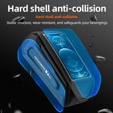 
Dviračio rėmo krepšys su telefono dėklu, atsparus vandeniui, juodas
