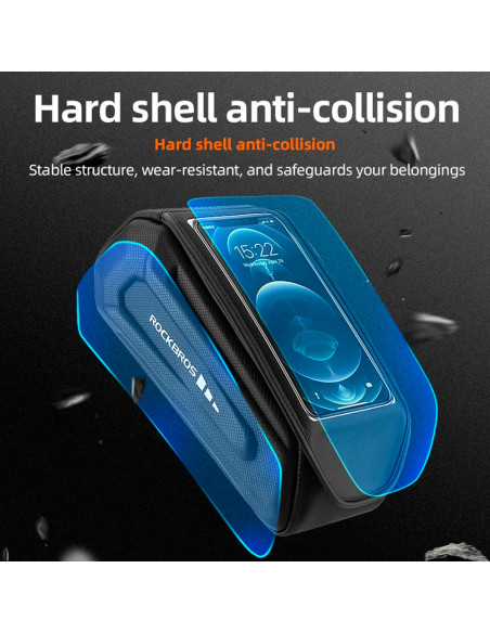 
Dviračio rėmo krepšys su telefono dėklu, atsparus vandeniui, juodas
