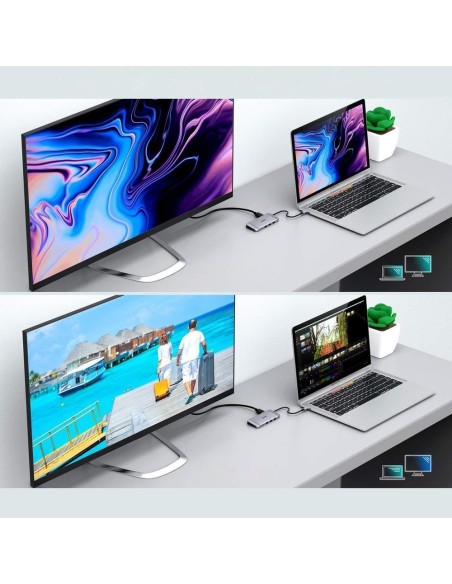 Daugiafunkcis USB HUB SD ir TF kortelių skaitytuvas HDMI 4K VGA Full HD RJ45 9in1 pilka Daugiafunkcis USB HUB SD ir TF kortelių skaitytuvas HDMI 4K VGA Full HD RJ45 9in1 pilka