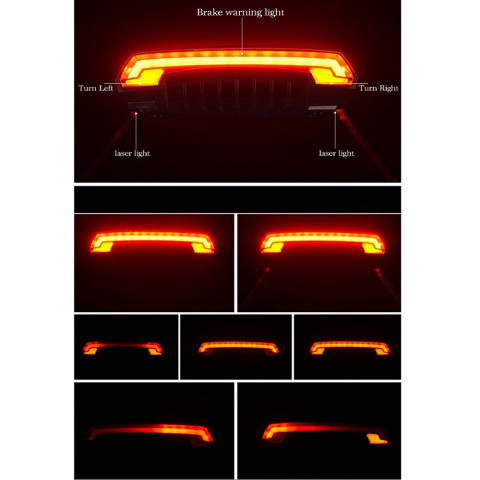 
Galinis dviračio žibintas su lazeriniu nuotolinio valdymo pultu ir USB-A posūkio signalo funkcija

