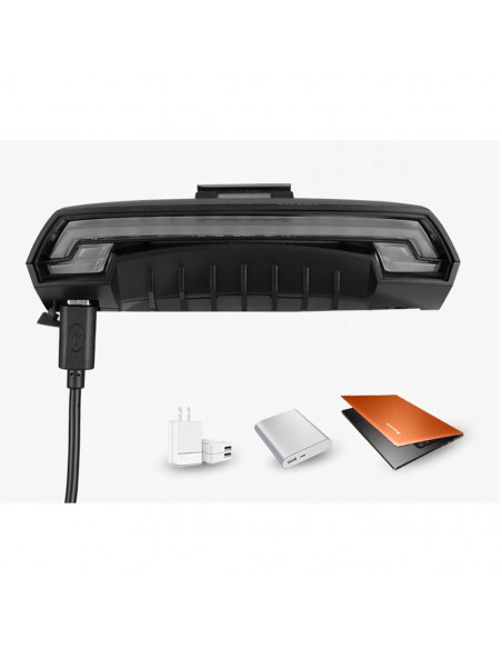 
Galinis dviračio žibintas su lazeriniu nuotolinio valdymo pultu ir USB-A posūkio signalo funkcija
