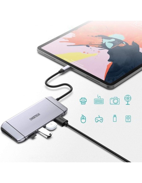 Daugiafunkcis USB HUB SD ir TF kortelių skaitytuvas HDMI 4K VGA Full HD RJ45 9in1 pilka Daugiafunkcis USB HUB SD ir TF kortelių skaitytuvas HDMI 4K VGA Full HD RJ45 9in1 pilka