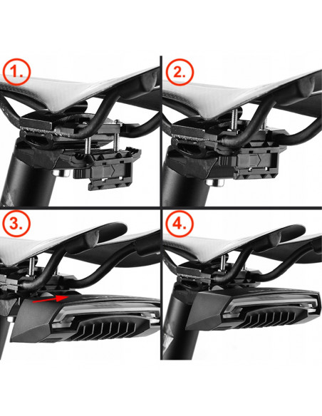 
Galinis dviračio žibintas su lazeriniu nuotolinio valdymo pultu ir USB-A posūkio signalo funkcija
