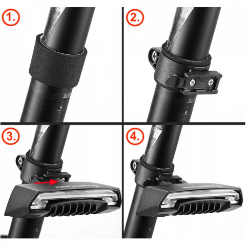 
Galinis dviračio žibintas su lazeriniu nuotolinio valdymo pultu ir USB-A posūkio signalo funkcija
