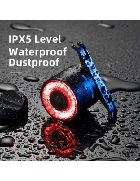 
Raudonas galinis dviračio žibintas, STOP sistema, keturi veikimo režimai
