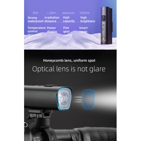 
Priekinis dviračio žibintas 1000lm 5 režimai vandeniui atsparus USB žibintuvėlis
