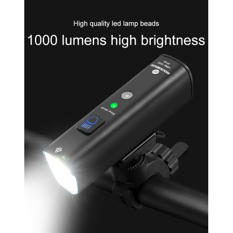 
Priekinis dviračio žibintas 1000lm 5 režimai vandeniui atsparus USB žibintuvėlis
