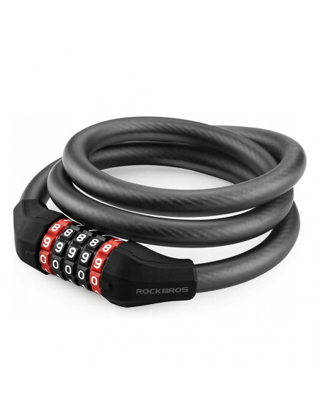 
Dviračio spyna su 5 skaitmenų kodine spyna ir 1,8 m virve – juoda
