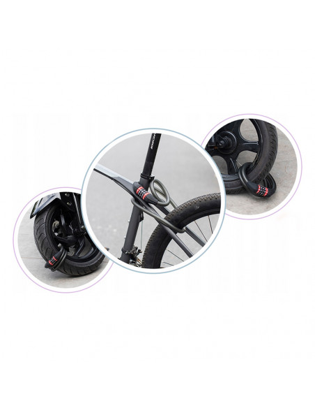 
Dviračio spyna su 5 skaitmenų kodine spyna ir 1,8 m virve – juoda
