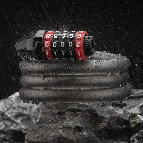 
Dviračio spyna su 5 skaitmenų kodine spyna ir 1,8 m virve – juoda
