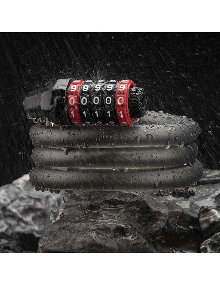 
Dviračio spyna su 5 skaitmenų kodine spyna ir 1,8 m virve – juoda
